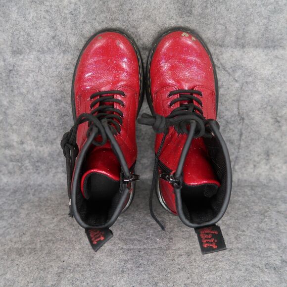 Dr Martens Shoes Kids 3 Boots Cosmic Glitter 1460 Junior Red Lace Up Zip Combat - Picture 8 of 14